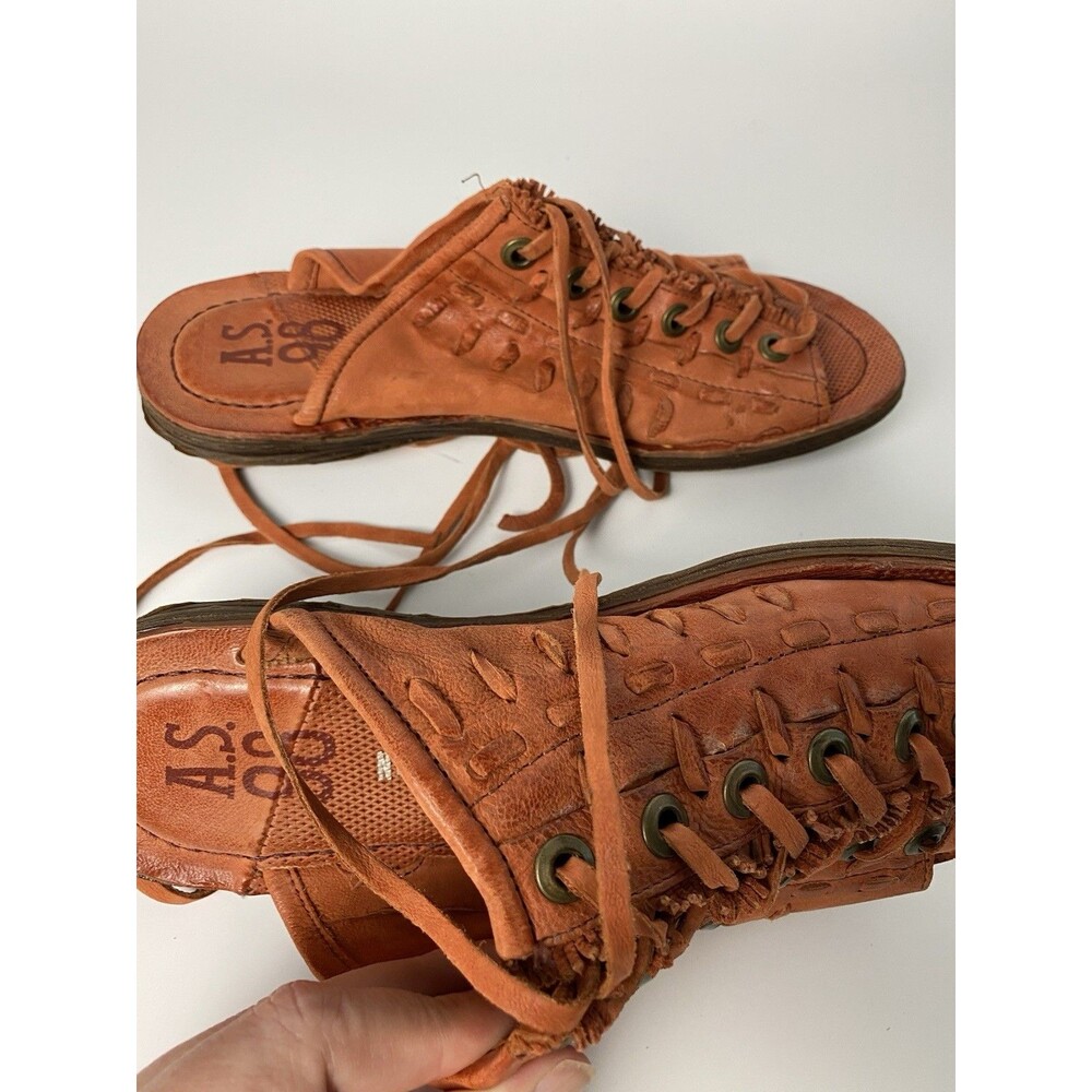 New A.S. 98 Women’s Regis Brown Leather Strappy Flat Boho Sandal 38 (US 7.5-8) - Picture 9 of 12